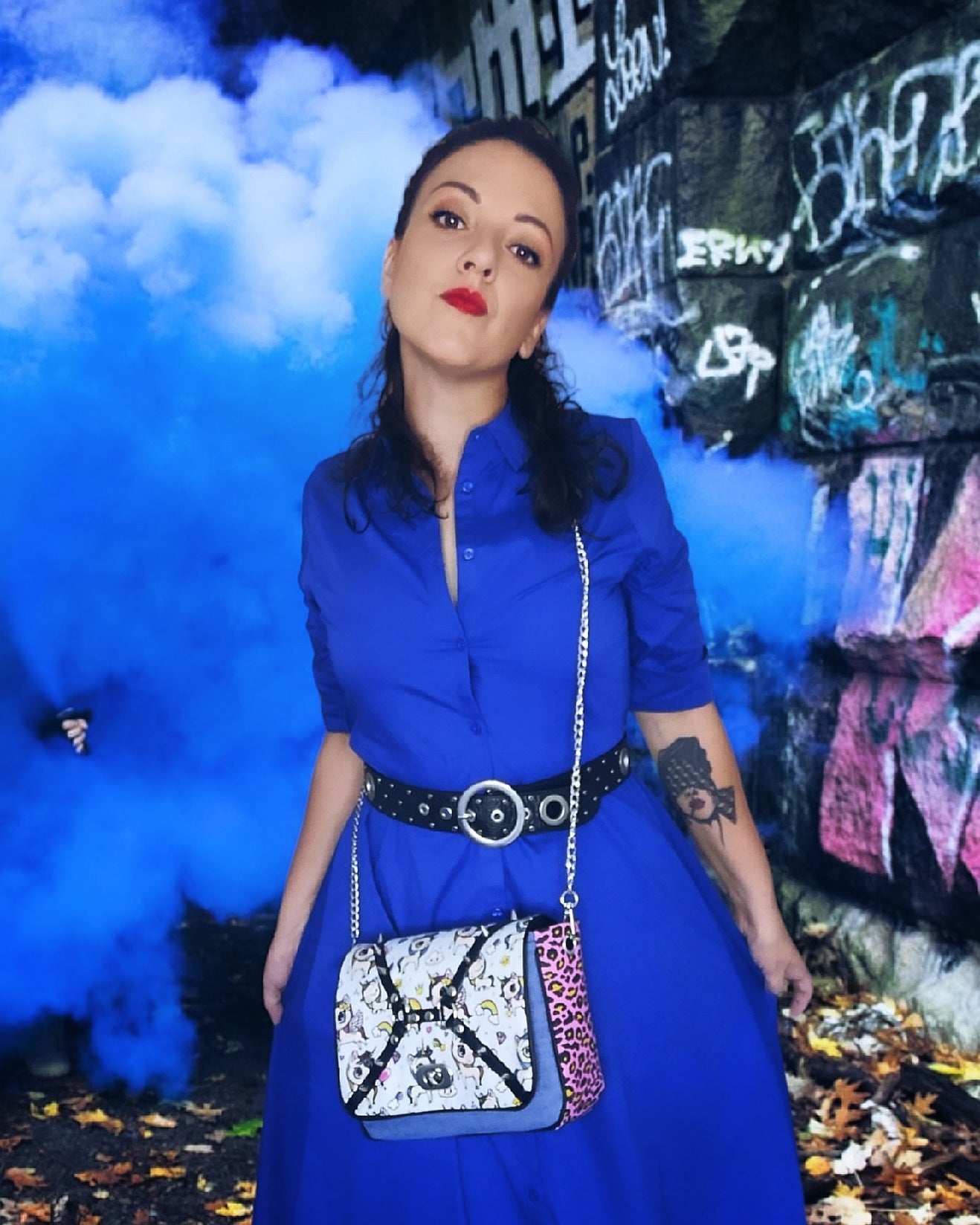 Sac à main bandoulière licorne et léopard fuchsia CRAZY UNICORN