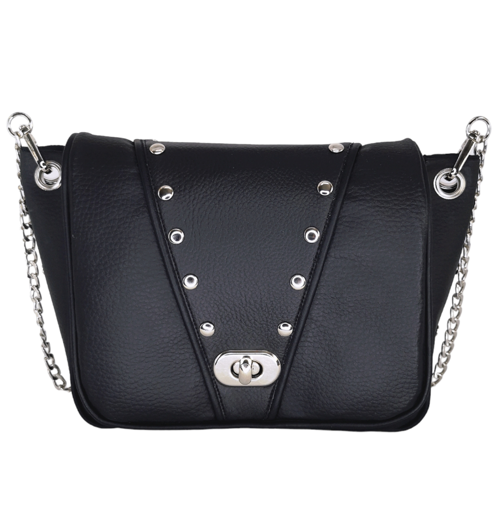 Sac main noir rivets bandouli re cha ne BLACK ROCK Les RoQuettes