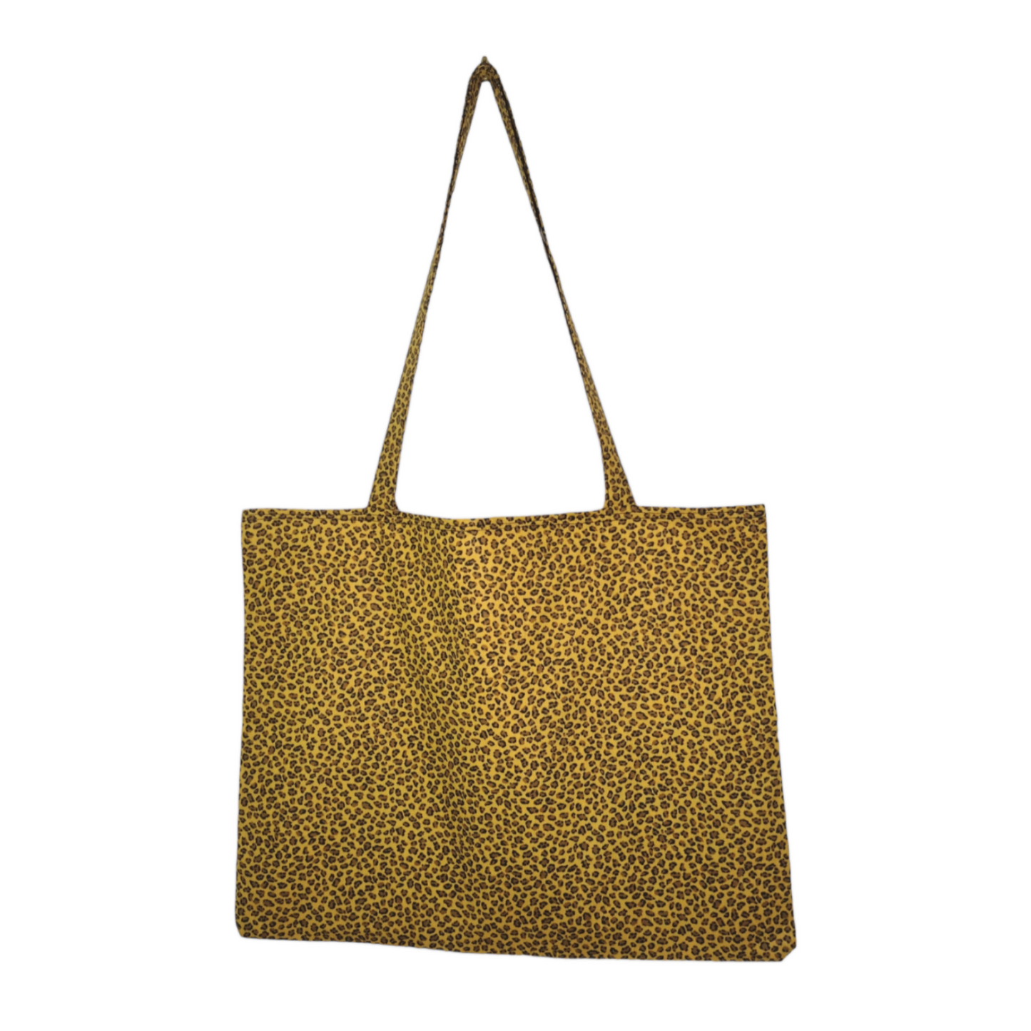 Grand tote bag Les RoQuettes Modèle Léo en tissu imprimé tigre d'un côté et léopard de l'autre, doublure blanc cassé. Anses en tissu imprimé léopard.