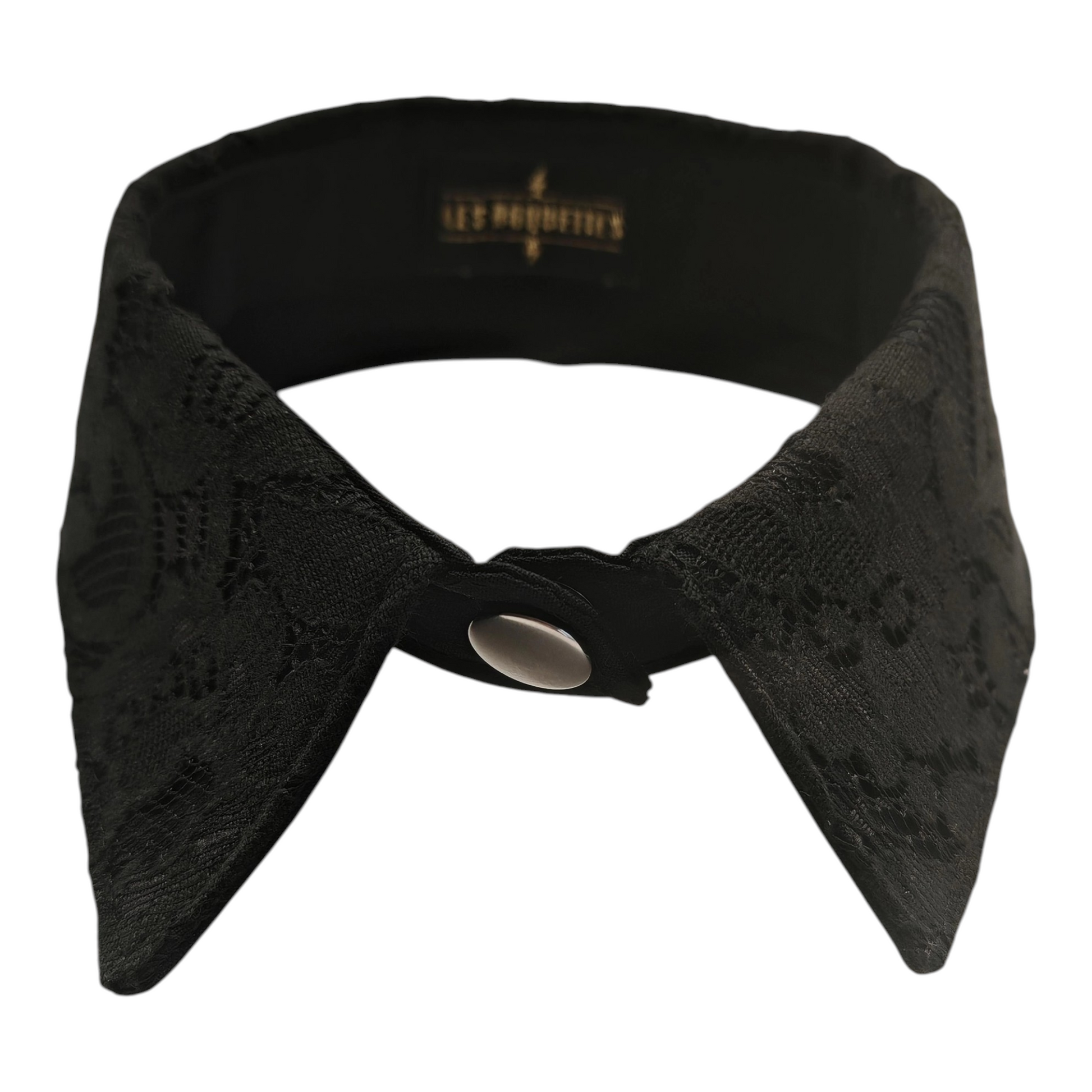 Col amovible artisanal en dentelle noire avec bouton pression, accessoire de mode style victorien et rockabilly par Les RoQuettes