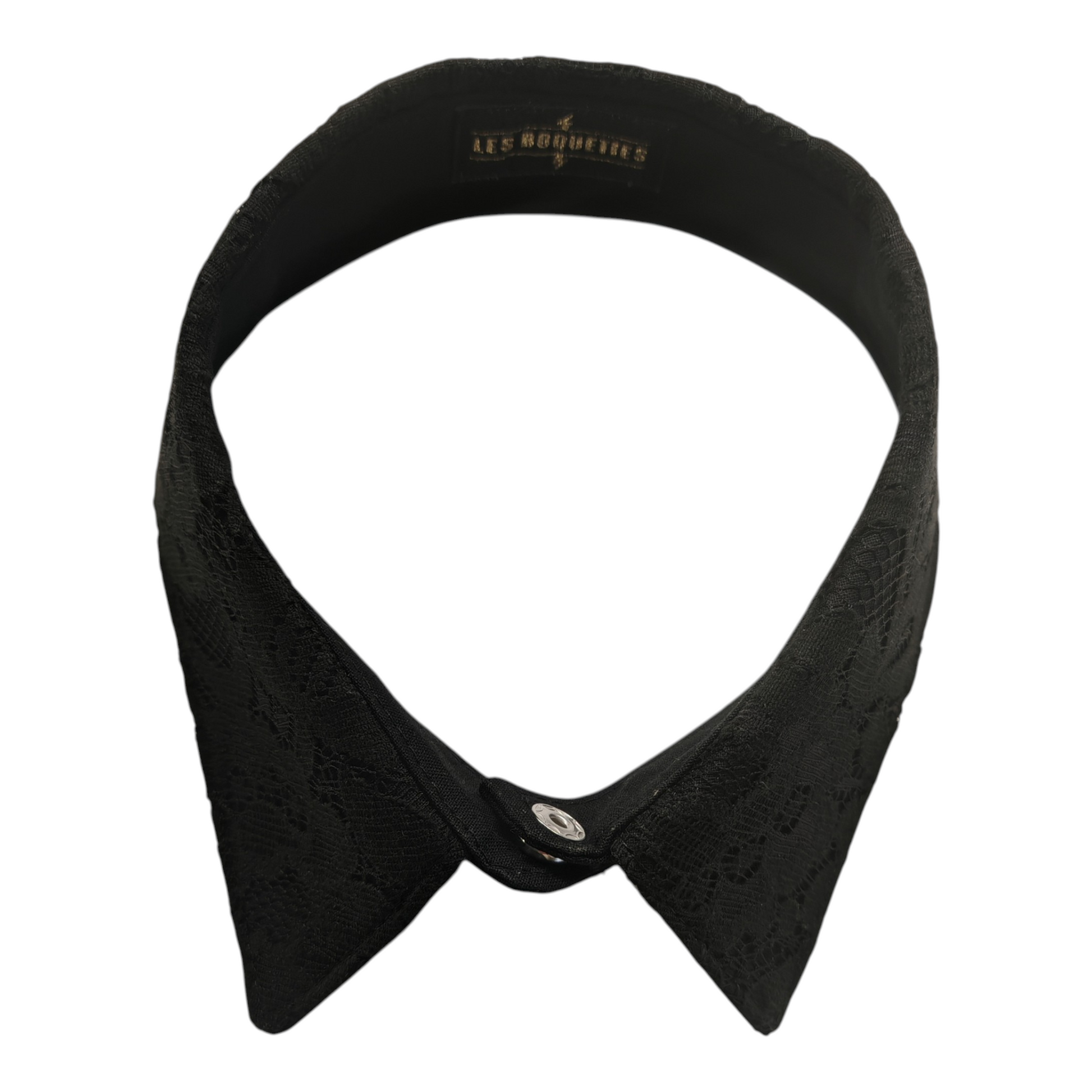 Col amovible artisanal en dentelle noire avec bouton pression, accessoire de mode style victorien et rockabilly par Les RoQuettes